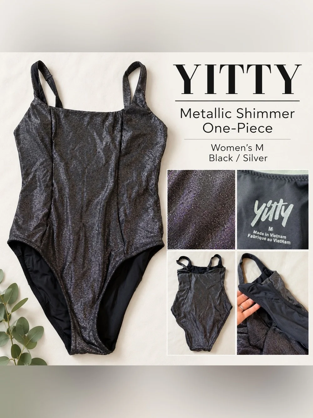 YITTY Black with Silver Shimmer One-Piece Swimsuit